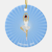 Balletttänzerin weiß auf hellblau gekleidet keramik ornament (Vorne)