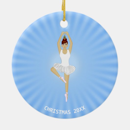 Balletttänzerin weiß auf hellblau gekleidet keramik ornament (Hinten)