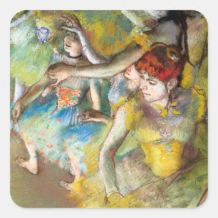 Balletttänzerinnen auf der Bühne von Degas Quadratischer Aufkleber