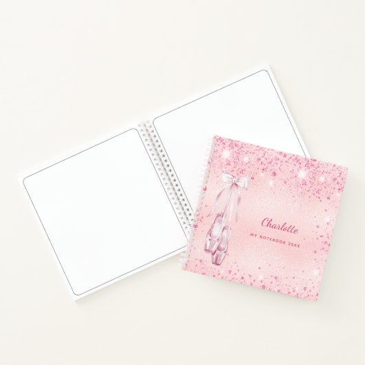 Balletttanzrösche Rosa Glitzer Monogramm Notizblock (Innenseite)