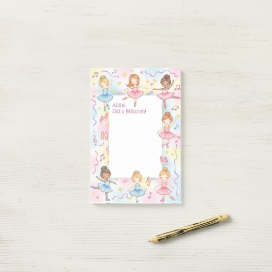 Balletttheater Ballerina Dancer Personalisiert Mit Post-it Klebezettel (Auf Schreibtisch)