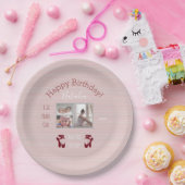 Ballettthema Geburtstagsplatte mit Fotos - Mauve Pappteller (Party)