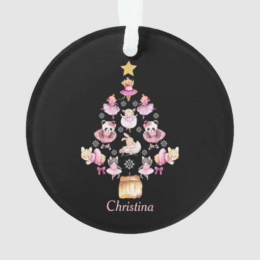 Balletttiere Ballerina Weihnachtsbaum Ornament (Rückseite)