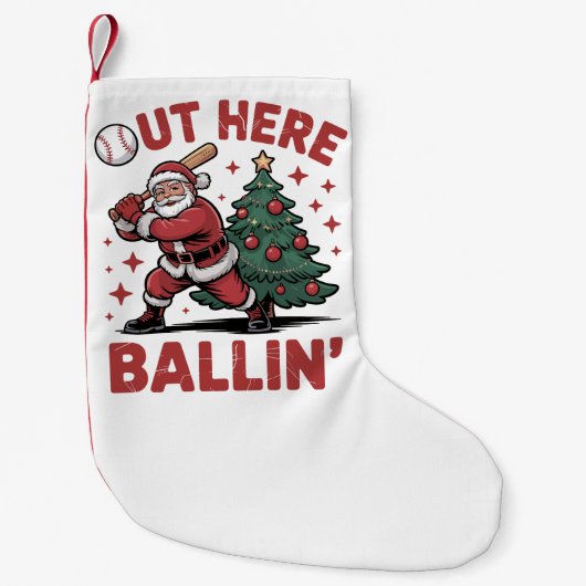 Ballin' Santa spielt Baseball Weihnachten Kleiner Weihnachtsstrumpf (Vorderseite)