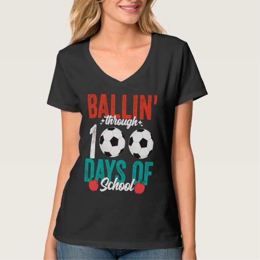 Ballin' Through 100 Days Of School Soccer Boys Ki T-Shirt (Vorderseite)