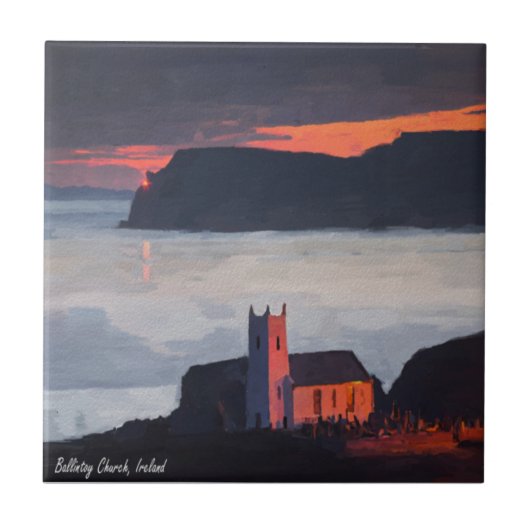Ballintoy Church, Irland bei Sunset Fliese (Vorderseite)