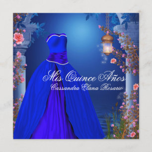 Ballkleid königsblau Rose Quinceanera Einladung