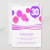 Ballon 30. THREEOH! Foto Geburtstag einladen Einladung (Rückseite)