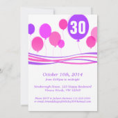 Ballon 30. THREEOH! Foto Geburtstag einladen Einladung (Rückseite)