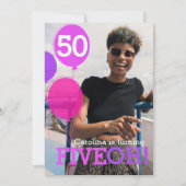 Ballon 50. FIVEOH! Foto Geburtstag einladen Einladung (Vorderseite)