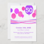 Ballon 50. FIVEOH! Foto Geburtstag einladen Einladung (Rückseite)