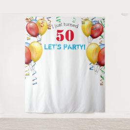 Ballon 50. Geburtstag Foto Stand Hintergrund Wandteppich