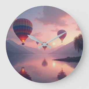 Ballon-Abenteuer-Träume Große Wanduhr