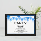 Ballon-Abschluss-Party Einladungs-blaue Kappe Einladung (Stehend Vorderseite)