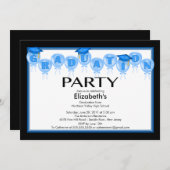 Ballon-Abschluss-Party Einladungs-blaue Kappe Einladung (Vorne/Hinten)
