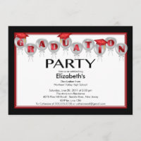 Ballon-Abschluss-Party Einladungs-Rot-Kappe