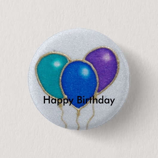 Ballon-alles- Gute zum Geburtstagknopf-Abzeichen Button (Vorderseite)