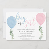 Ballon Aquarell Geschlecht offenbaren Party Einladung (Vorderseite)
