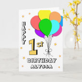 Ballon Ausgefüllt 1. Geburtstagskarte Karte (Gelbe Blume)
