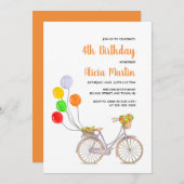 Ballon Basket Blume Fahrrad jedes Alter Geburtstag Einladung (Vorne/Hinten)