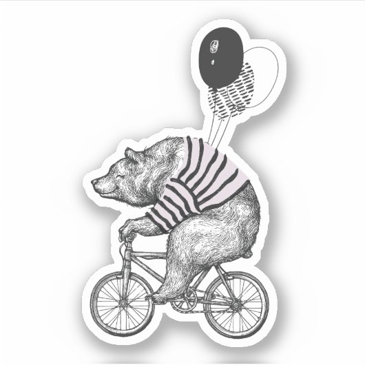 Ballon Bicycle Bear Aufkleber (Vorderseite)
