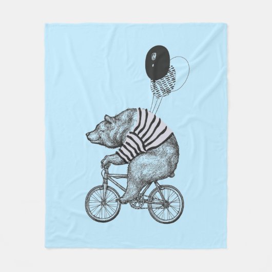 Ballon Bicycle Bear Fleecedecke (Vorderseite)