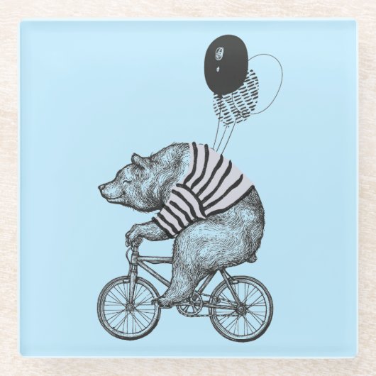 Ballon Bicycle Bear Glasuntersetzer (Vorderseite)