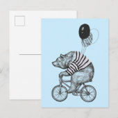 Ballon Bicycle Bear Postkarte (Vorne/Hinten)