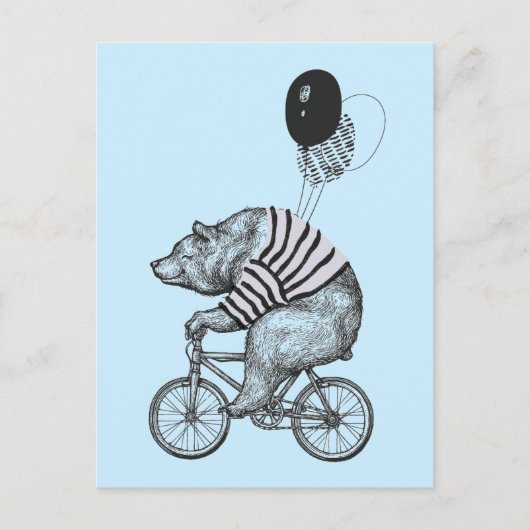 Ballon Bicycle Bear Postkarte (Vorderseite)