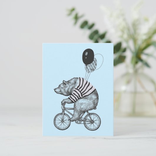 Ballon Bicycle Bear Postkarte (Stehend Vorderseite)