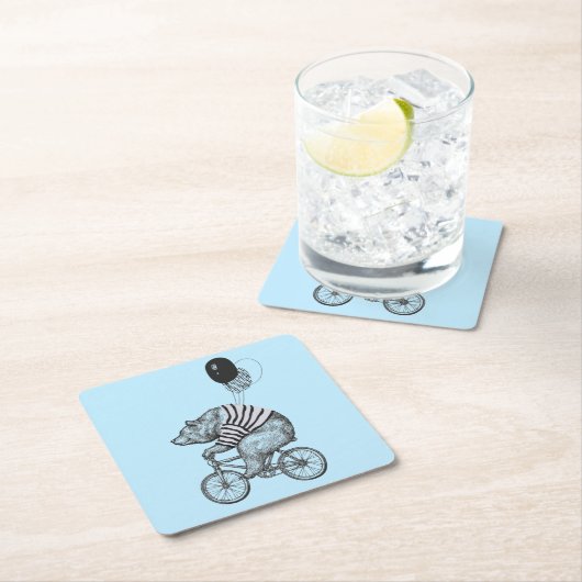 Ballon Bicycle Bear Rechteckiger Pappuntersetzer (Vor Ort)