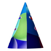 Ballon-Blues und Grüntöne-Regenbogen-alles Gute Partyhütchen (Rückseite)