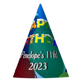 Ballon-Blues und Grüntöne-Regenbogen-alles Gute Partyhütchen