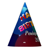 Ballon-Blues und Grüntöne-Regenbogen-alles Gute Partyhütchen (Links)