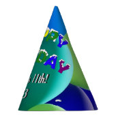 Ballon-Blues und Grüntöne-Regenbogen-alles Gute Partyhütchen (Rechts)