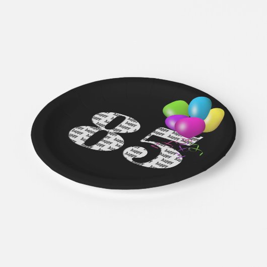 Ballon-Bouquet zum 85. Pappteller (Schrägansicht)