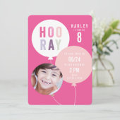 Ballon Bunch Kinder Foto Geburtstagseinladung Einladung (Stehend Vorderseite)