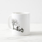 Ballon-Clown-alter Baum u. schwarze Vögel Kaffeetasse (Vorderseite Links)