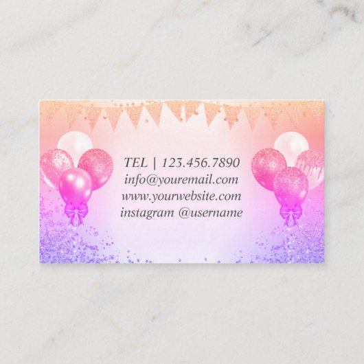 Ballon Design Business Cards für Veranstaltungspla Visitenkarte (Rückseite)