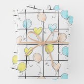 Ballon-Doodle geschlechtsneutrale Babydusche Geschenkpapier Set (Beispiel)