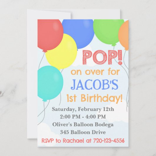 Ballon Einladung zum Geburtstag, Ballon Einladung (Vorderseite)