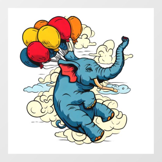 Ballon Elefant Fensteraufkleber (Blatt)