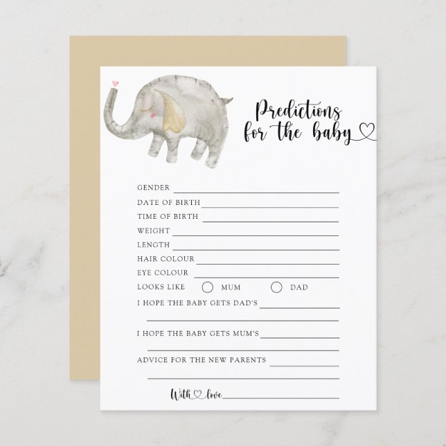 Ballon Elephant - Baby-Vorhersagen und Ratschläge (Vorne/Hinten)