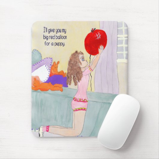Ballon für eine Welpenmäuse Handgezogene Mousepad (Mit Mouse)