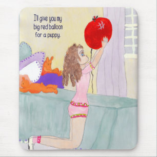 Ballon für eine Welpenmäuse Handgezogene Mousepad