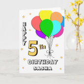 Ballon gefüllt 5. Geburtstagskarte Karte (Gelbe Blume)