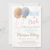 Ballon Geschlecht offenbaren Party blau oder rosa Einladung (Vorderseite)