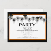 Ballon Graduation Party Einladung Black Grad Cap (Vorne/Hinten)