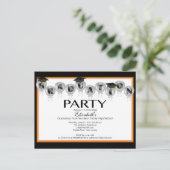 Ballon Graduation Party Einladung Black Grad Cap (Stehend Vorderseite)