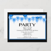 Ballon Graduation Party Einladung Blue Grad Cap (Vorne/Hinten)
